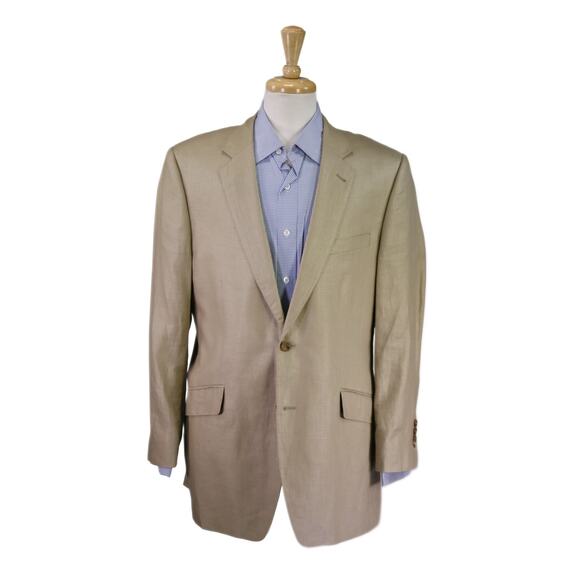 MySuit Custom Made Tan 100% Linen 2-Btn Blazer Jacket 44R - Picture 1 of 10